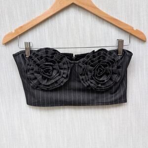 AFRM Charcoal White Pinstripe KIKO Strapless Crop Top, size S